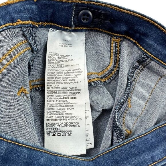 Levi's Girls 710 Super Skinny Blue Denim Mid-Rise Stretch Fit Jeans Size 16 - Picture 9 of 12